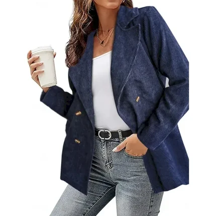Women's Casual Jacket Comfortable Breathable Pocket Buttons Casual Plain Vacation Street Casual Daily Wear Single Breasted Regular Turndown Regular Fit Long Sleeve Outerwear White Blue Fuchsia Spring - Image 5