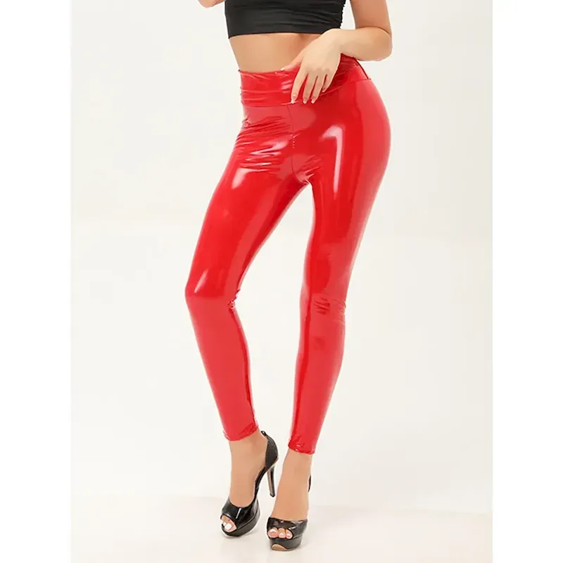 azciyx1696232183558.webp Women's Leggings Fashion Streetwear Full Length High Waist Plain High Cut Breathability Soft Comfortable Micro-elastic Outdoor Party Street Black Red Fuchsia Fall Winter Regular Fit - Image 1