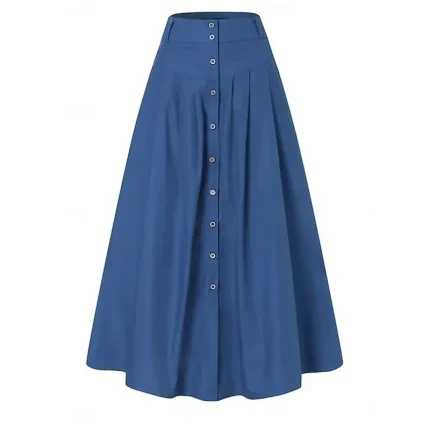 Women's Skirt A Line Fashion Casual Maxi High Waist Skirts Plain Pocket Micro-elastic Street Daily Black Red Royal Blue Spring Polyester - Image 4