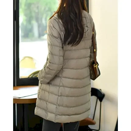 Women's Down Jacket Coat Warm Comfortable Zipper Pocket Fashion Plain Holiday Casual Daily Weekend Zipper Long Hooded Regular Fit Long Sleeve Outerwear Navy Wine Blue Fall Winter - Image 4