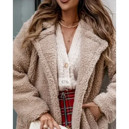 Women's Winter Coat Teddy Coat Casual Jacket Warm Comfortable Pocket Fashion Plain Outdoor Daily Wear Going out Weekend Single Breasted Regular Turndown Regular Fit Long Sleeve Outerwear Black Brown - Image 5