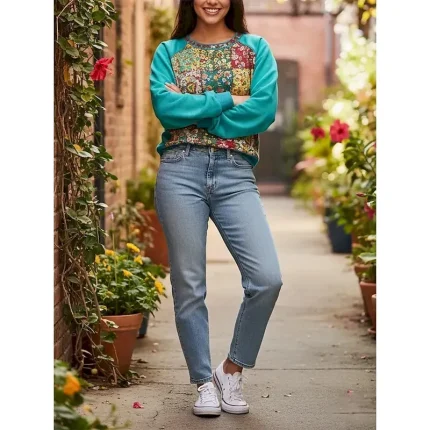 Women's Pullover Sweatshirts Floral Vintage Streetwear Classic Long Sleeve Crew Neck Regular Tops Dailywear Casual Print Wine Spring Fall - Image 5