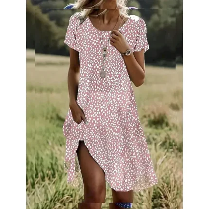 Women's Midi Dress A Line Dress T Shirt Dress Tee Dress Athletic Dress Casual Vacation Daily Regular Fit Graphic Short Sleeve Crew Neck Dark Red Pink Red Burgundy Summer - Image 6