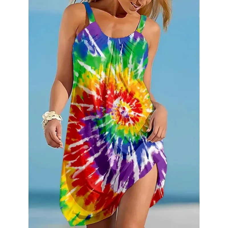 jvvugq1739935862083.webp Women's Mini Dress Casual Dress Sundress Summer Dress Slip Dress Casual Vacation Loose Fit Floral Sleeveless Strap Colourful Black Blue Purple Summer - Image 1