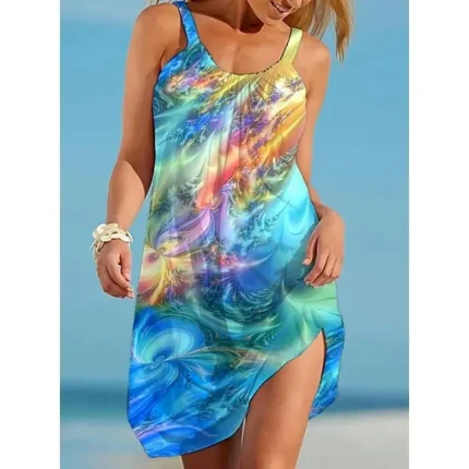 Women's Mini Dress Casual Dress Sundress Summer Dress Slip Dress Casual Vacation Loose Fit Floral Sleeveless Strap Colourful Black Blue Purple Summer - Image 4