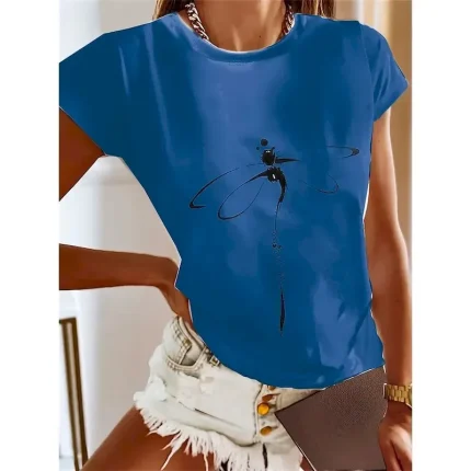 Women's Maxi Dress T Shirt Dress Tee Dress Sundress Shift Dress Summer Dress Bohemia Party Holiday Beach Form Fit Graphic Geometric Vintage Short Sleeve Crew Neck Navy Blue Summer Spring - Image 5