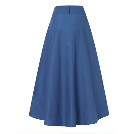 Women's Skirt A Line Fashion Casual Maxi High Waist Skirts Plain Pocket Micro-elastic Street Daily Black Red Royal Blue Spring Polyester - Image 3