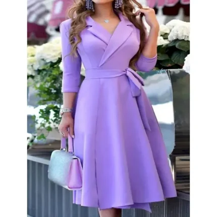 Women's Mini Dress Blazer Dress Work Dresses Fit And Flare Dress Basic Casual Vacation Daily Regular Fit Graphic Long Sleeve Lapel Black Pink Wine Blue Summer - Image 3