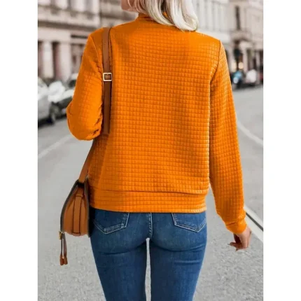 Women's Bomber Jacket Casual Jacket Comfortable Breathable Zipper Casual Plain Vacation Street Casual Daily Wear Zipper Short Stand Collar Regular Fit Long Sleeve Outerwear Black Orange Army Green - Image 4