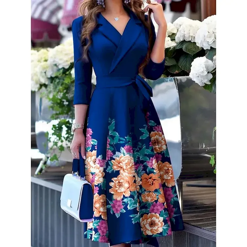 tlnlsn1741602810733.webp Women's Mini Dress Blazer Dress Work Dresses Fit And Flare Dress Basic Casual Vacation Daily Regular Fit Graphic Long Sleeve Lapel Black Pink Wine Blue Summer - Image 1