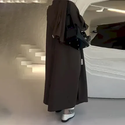 Women's Coat Warm Comfortable Buttons Pocket Fashion Sweet Plain Street Daily Casual Daily Weekend Single Breasted Long Turndown Regular Fit Long Sleeve Outerwear Coffee Fall Winter - Image 3