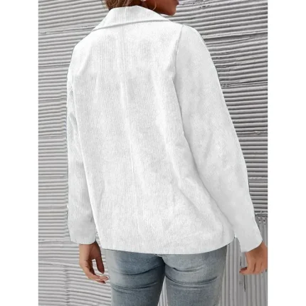 Women's Casual Jacket Comfortable Breathable Pocket Buttons Casual Plain Vacation Street Casual Daily Wear Single Breasted Regular Turndown Regular Fit Long Sleeve Outerwear White Blue Fuchsia Spring - Image 4