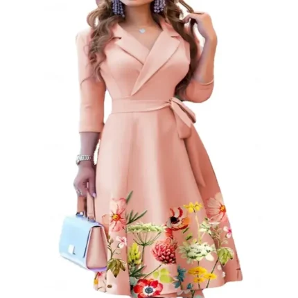 Women's Mini Dress Blazer Dress Work Dresses Fit And Flare Dress Basic Casual Vacation Daily Regular Fit Graphic Long Sleeve Lapel Black Pink Wine Blue Summer - Image 6