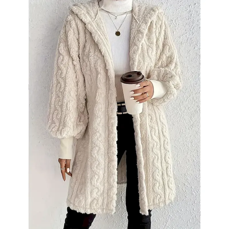 yonogr1724749131587.webp Women's Casual Jacket Warm Comfortable Adjustable Fashion Solid Color Daily Open Front Regular Turndown Regular Fit Long Sleeve Outerwear Beige Spring Fall - Image 1